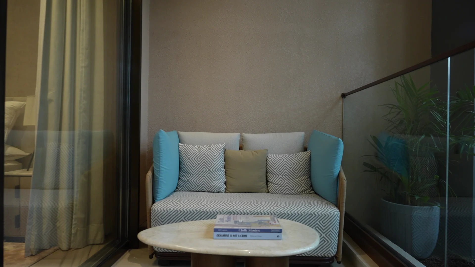 Balcony seating beside the bedroom