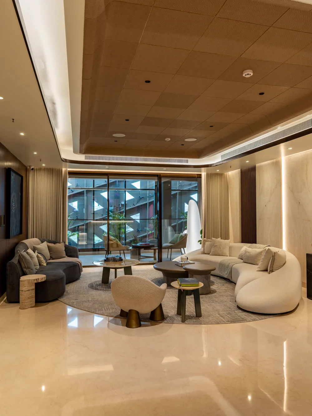 Living room of a three-bedroom residence