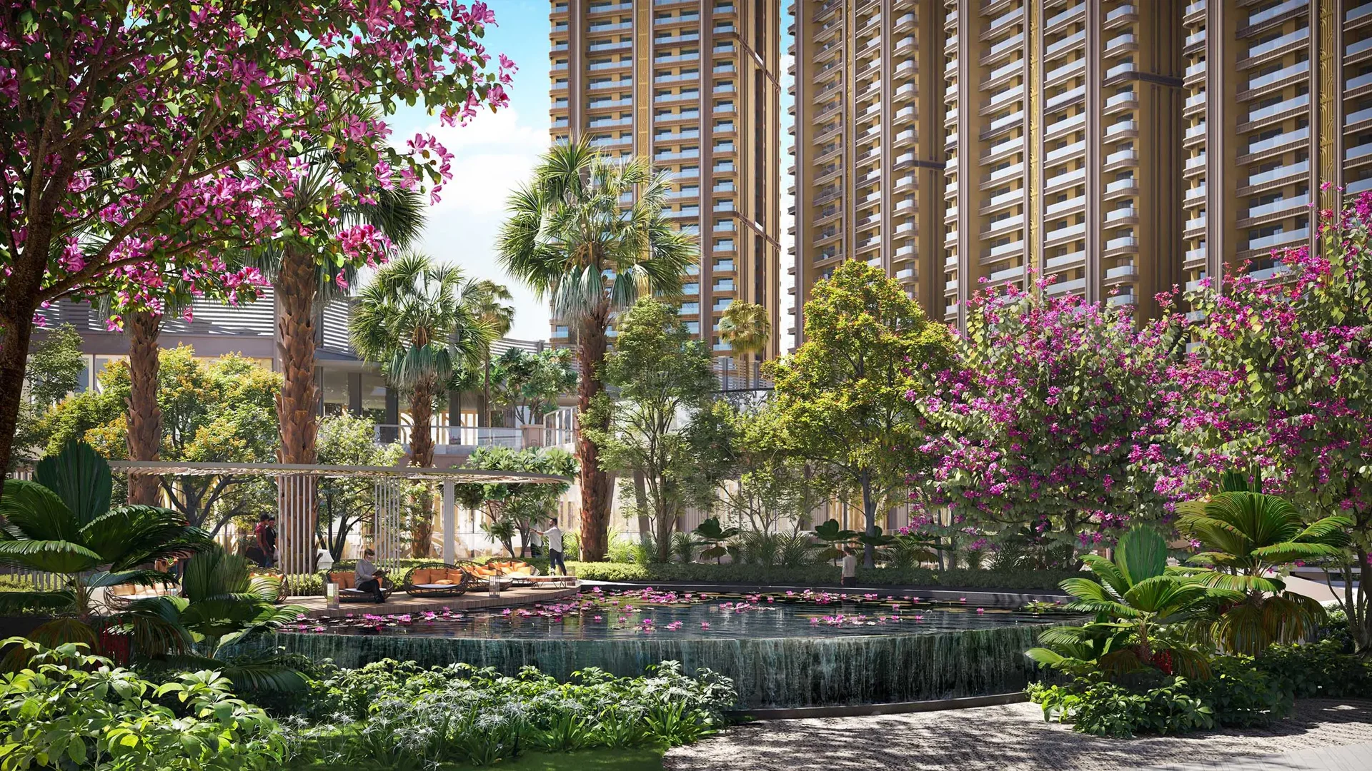 Visualisation of the lily pond and towers