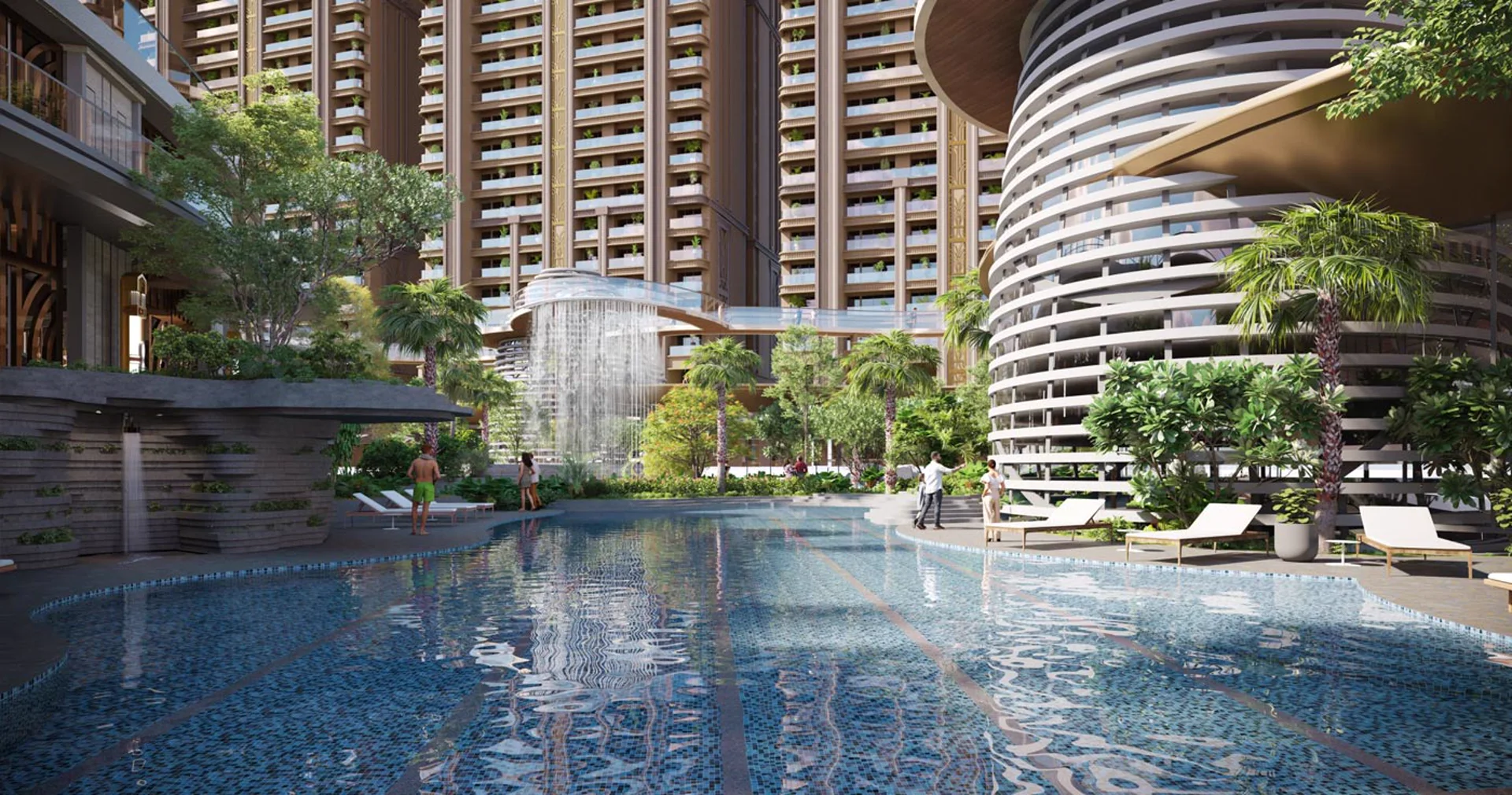 Visualisation of the swimming pool beneath the towers